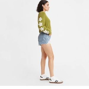 Levi's XS Hippie Green Floral Cropped Sweater